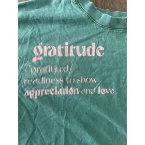 Cotton On Shirt Womens Medium Teal Green Relaxed Boyfriend Gratitude Graphic Tee